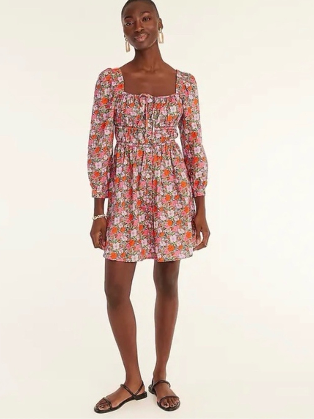 J.Crew Liberty Meadow Song Floral Smocked Mini Dress Size 8